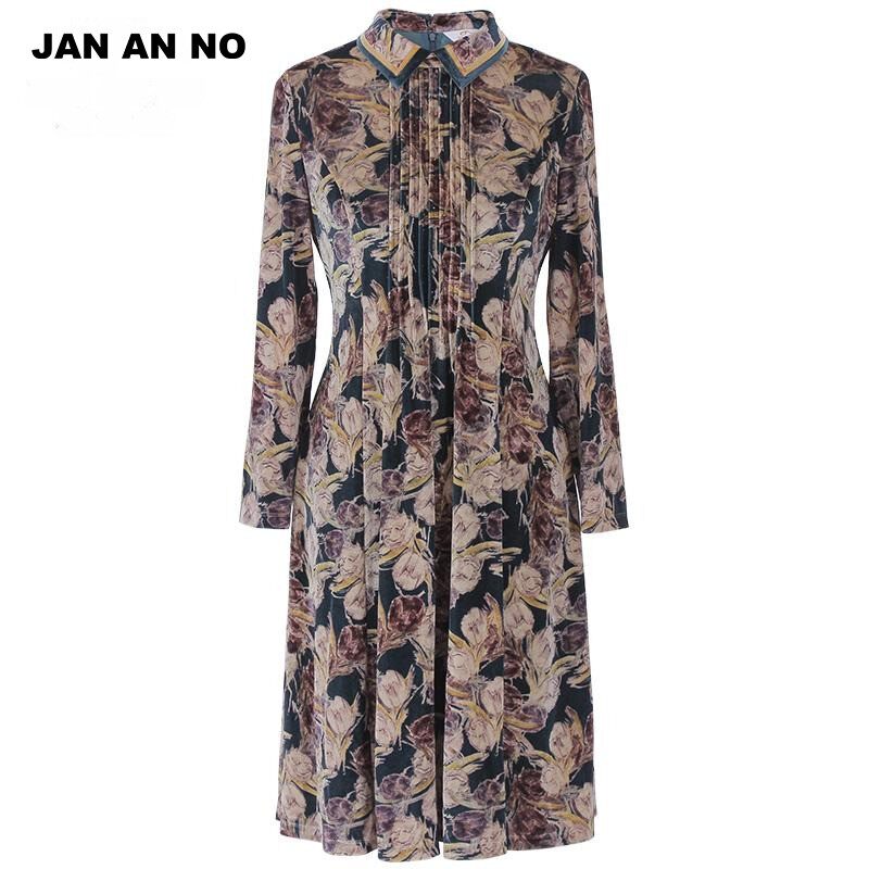 JAN AN NO 简爱诺专柜新款优雅气质印花长袖连衣裙女士J2270010LQ