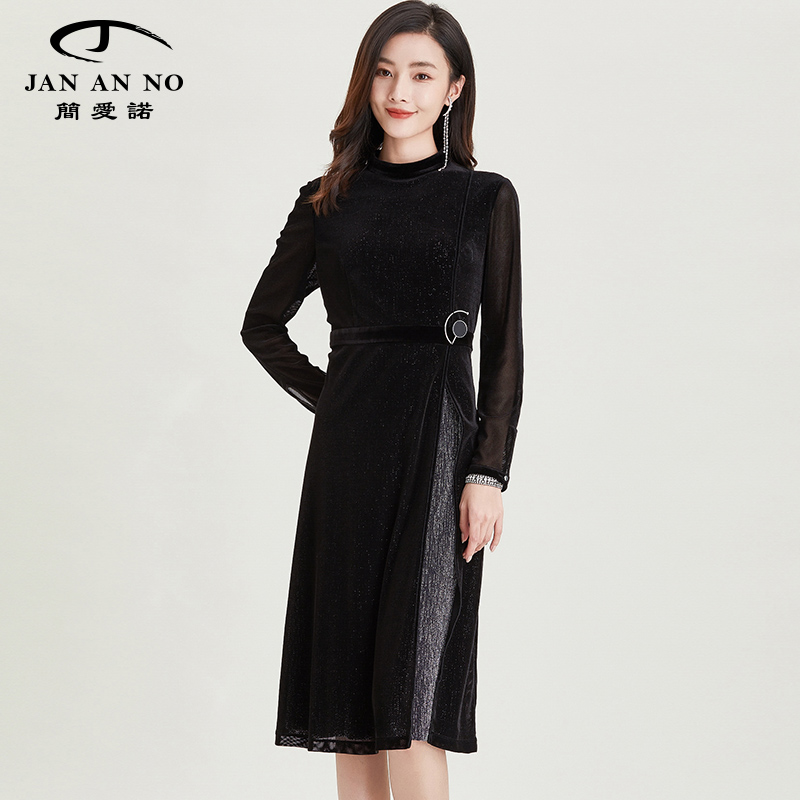 JANANNO/简爱诺A型丝绒连衣裙