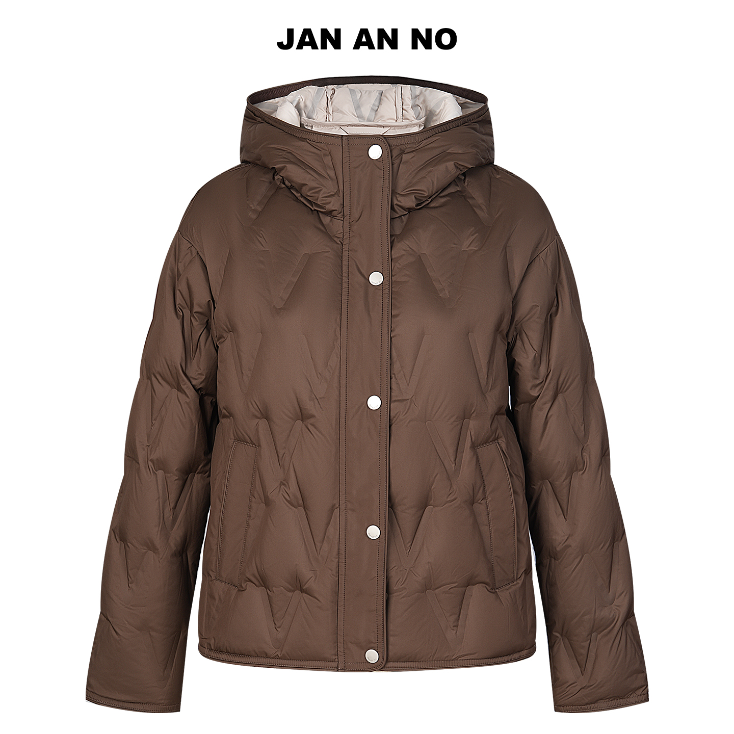 JAN AN NO简爱诺咖色90白鹅绒连帽短款羽绒服冬季新品J2570031YR
