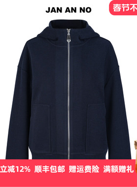 JAN AN NO 简爱诺休闲百搭拉链连帽藏蓝色卫衣秋冬新款J2570019WY