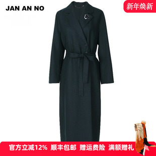 女士双面毛呢过膝收腰大衣J2110038DY NO简爱诺秋冬新品 JAN