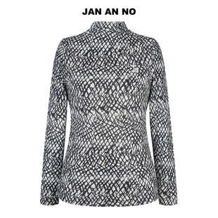JAN AN NO/简爱诺绵羊毛小衫秋冬新款黑白花长袖针织衫J2570373ZS