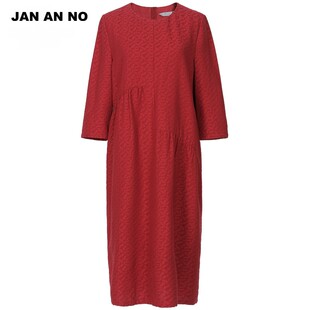 连衣裙秋冬新款 JAN J2210004LQ 复古宽松蕾丝长袖 简爱诺法式