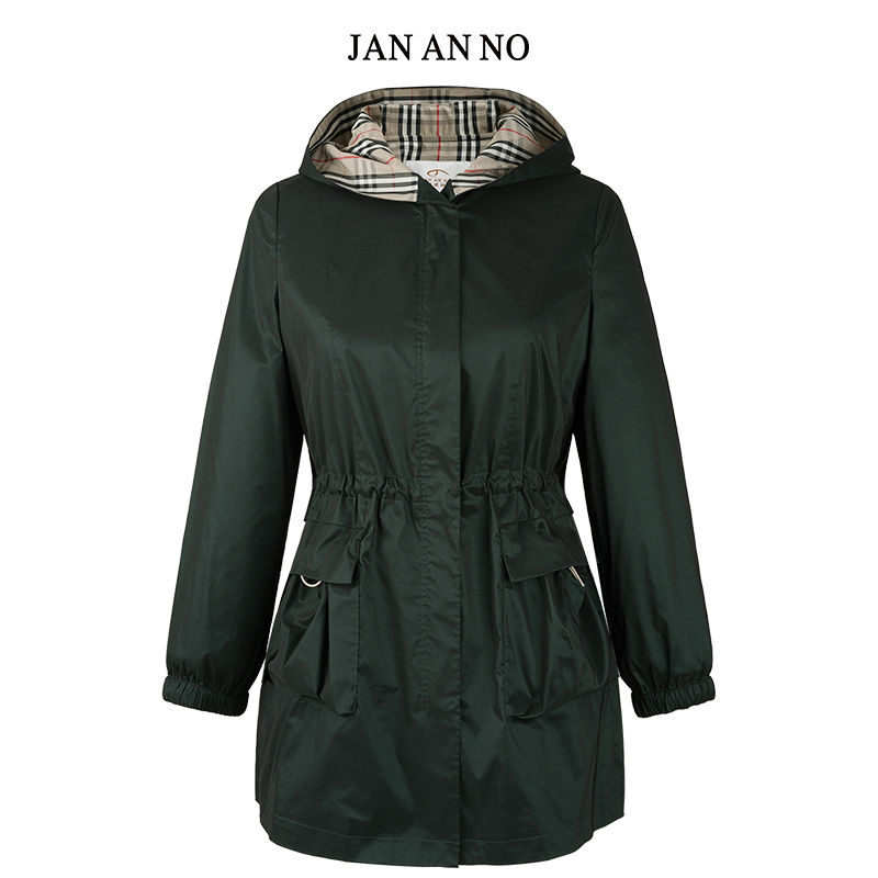 简爱诺休闲连帽风衣外套