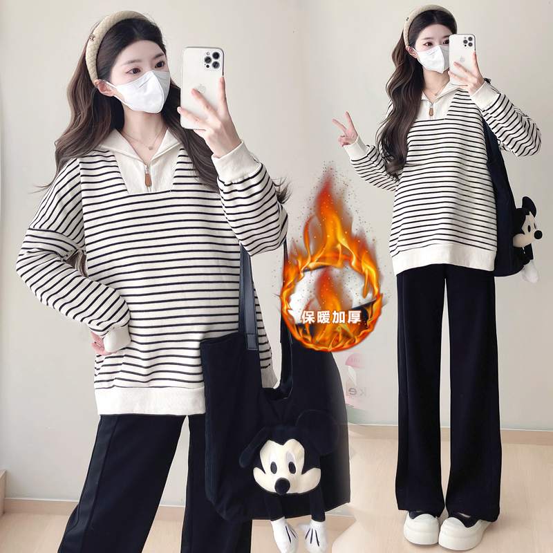 孕妇冬装加绒卫衣加厚上衣