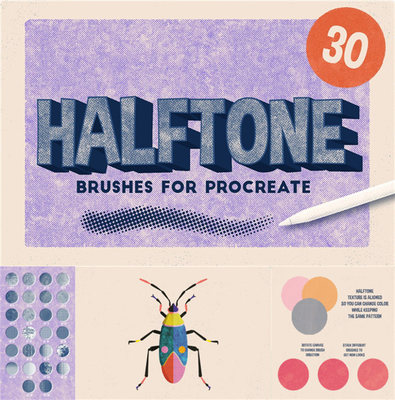 [11]Procreate插画绘画设计素材复古波普半色调HALFTONE风格笔刷