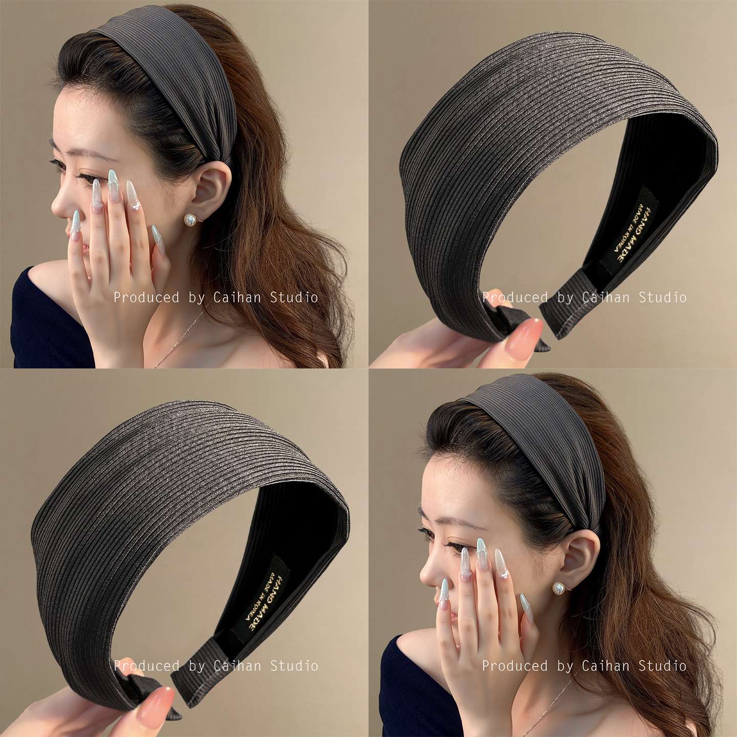 薄暮诗语~气质深灰针织宽边发箍