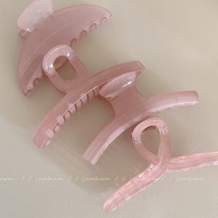 果冻樱花粉！少女心抓夹！高级感百搭发夹ins风后脑勺鲨鱼夹发饰