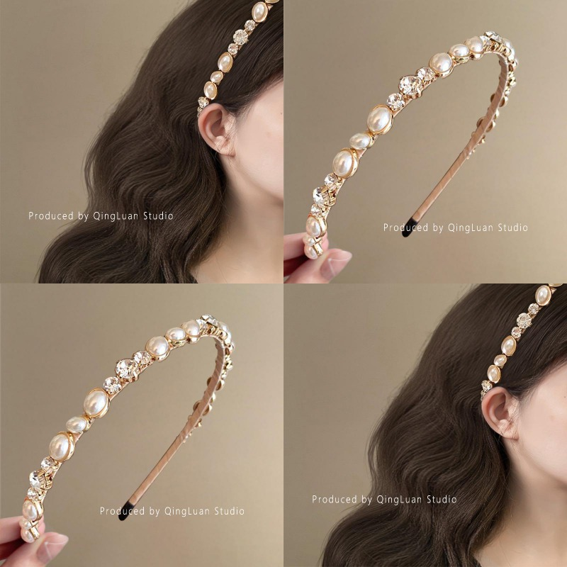 春日序曲~珍珠水钻细边发箍新款