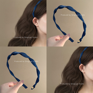 赛里木湖蓝~复古螺旋发箍两戴设计女2025新款简约头箍发捆旅行箍