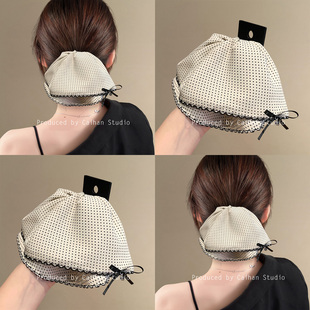 温柔奏曲~法式气质波点马尾夹优雅高级感蝴蝶结丸子头抓夹盘发器