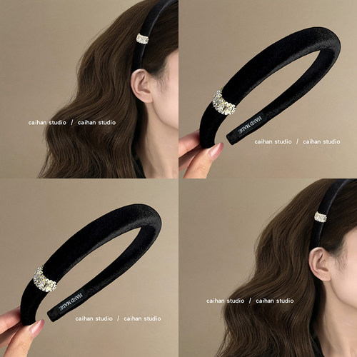 叶辰星坠~水钻丝绒发箍秋冬新款