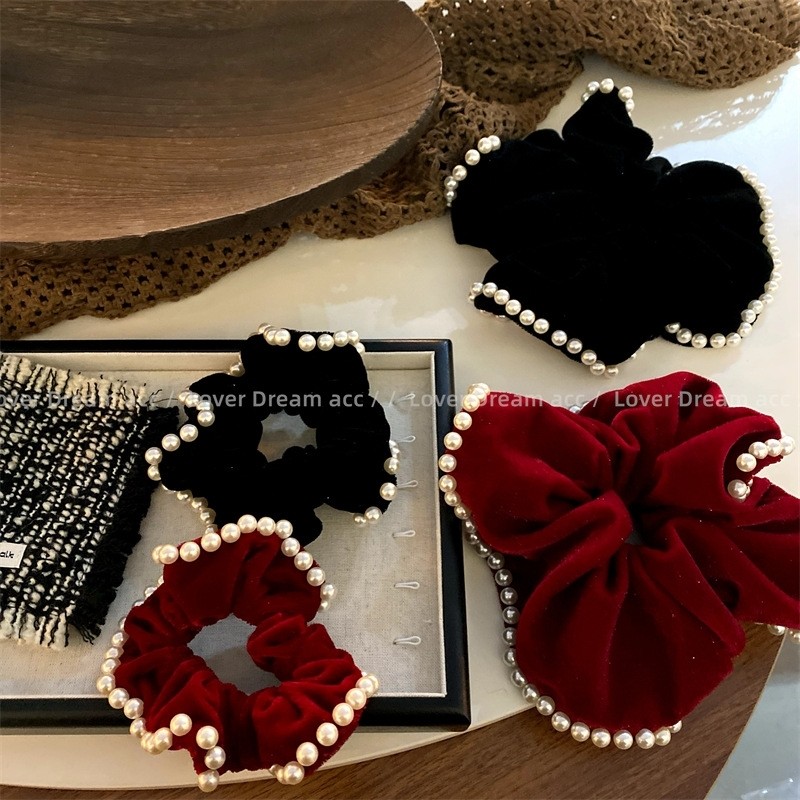 富家千金感~法式仿珍珠丝绒发绳