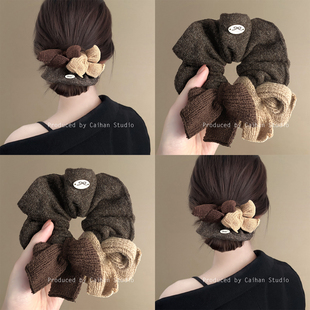 西野暮色~复古秋冬毛线蝴蝶结发圈韩国东大门慵懒风大肠发绳发饰