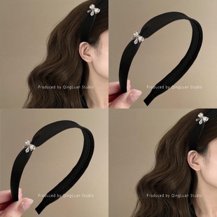财阀千金~水钻蝴蝶结发箍头饰新款精致高级感缎面气质头箍盘发器