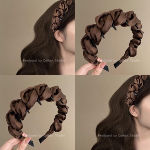 复古信笺~蓬松云朵泡泡带齿发箍女高级感轻奢百搭洗脸头箍盘发器