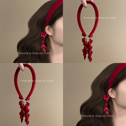 灼烧的浪漫~玫瑰花瓣丝绒发箍