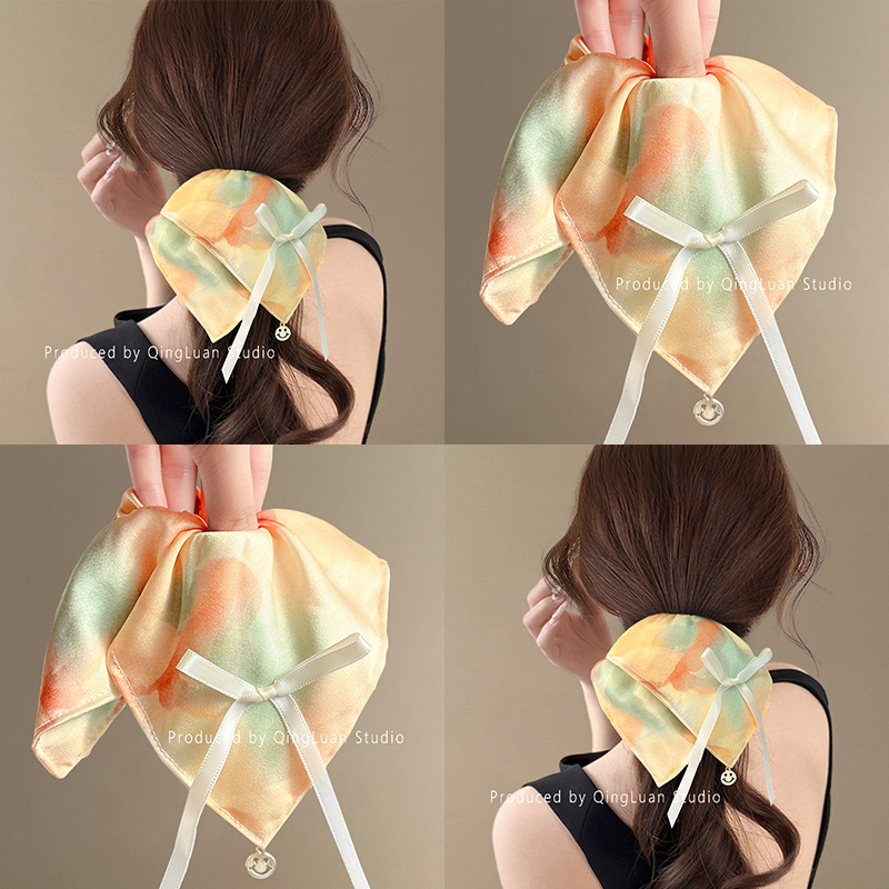 橘子晚风~优雅气质方巾发圈