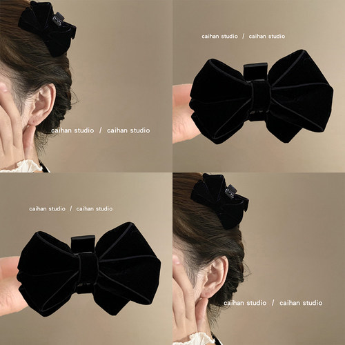 在逃公主~丝绒蝴蝶结抓夹高级感公主头刘海碎发夹高颅顶旅行发饰