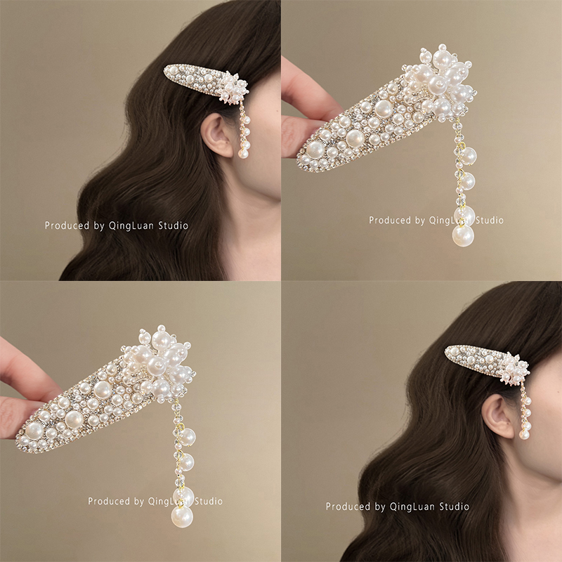 珍珠海滩~浪漫流苏珍珠发夹