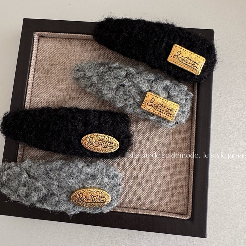 法式小卷毛！毛线金标发夹！