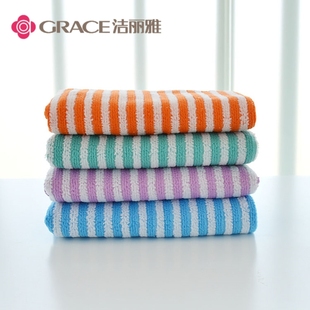 2条装洁丽雅干发巾速干超强吸水檫头发干法毛巾可爱时尚彩条超柔