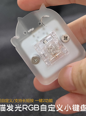 迷你单键自定义小键盘 复制回车空格USB有线1键猫猫透明带灯键盘