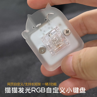 迷你单键自定义小键盘 复制回车空格USB有线1键猫猫透明带灯键盘