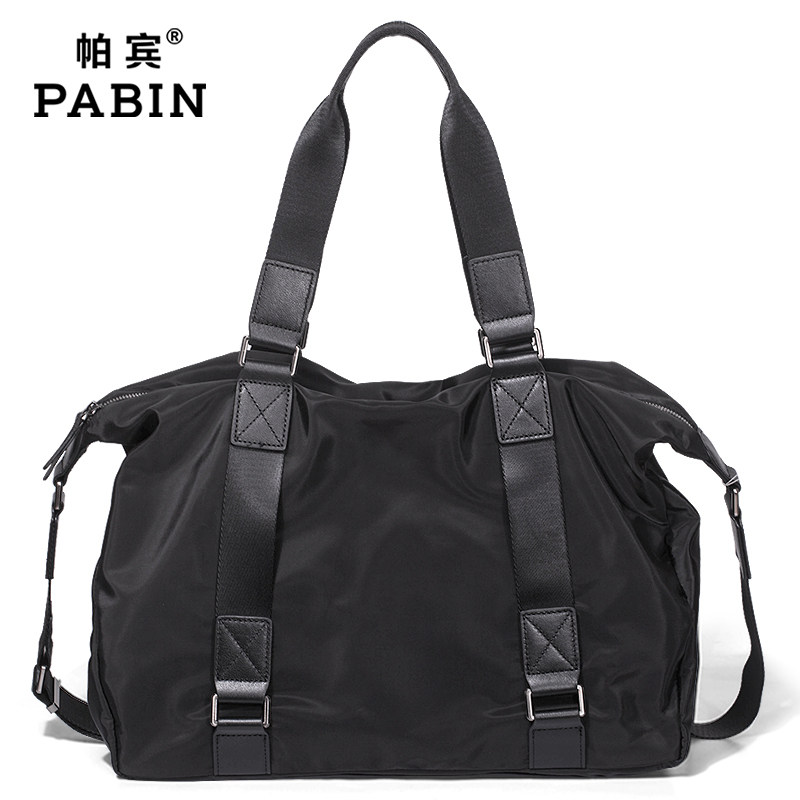 帕宾男士手提包韩版潮流轻便大容量短途旅行出差多功能单肩斜跨包