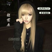 视觉系米金色假发亚比长直发fyp亚文化朋克非主流gai系日系全头套