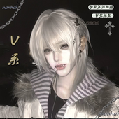 v系亚比非主流假头发银灰视觉系无属性狼尾中长发忧郁万用毛头套