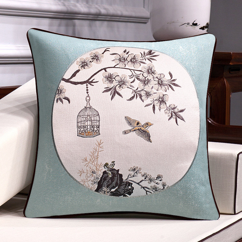 新中式抱枕沙发客厅中国风抱枕套不含芯四季通用床头靠垫腰枕高档