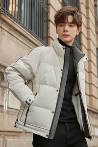 23年冬季拼色羽绒服男 标90绒韩版立领外套YR113-P255 控368图片