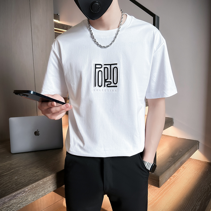 24夏季短袖T恤男潮流时尚精神小伙宽松版打底衫QNTX2412-P48，男装T恤，电商A209