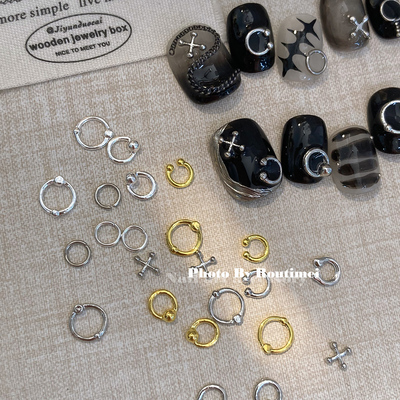 美甲饰品新款合金简约高级感百搭款式朋克风复古圆环时尚个性饰品