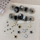 式 美甲饰品新款 星星黑白辣妹超闪五角星不规则彩色背胶贴纸平面款