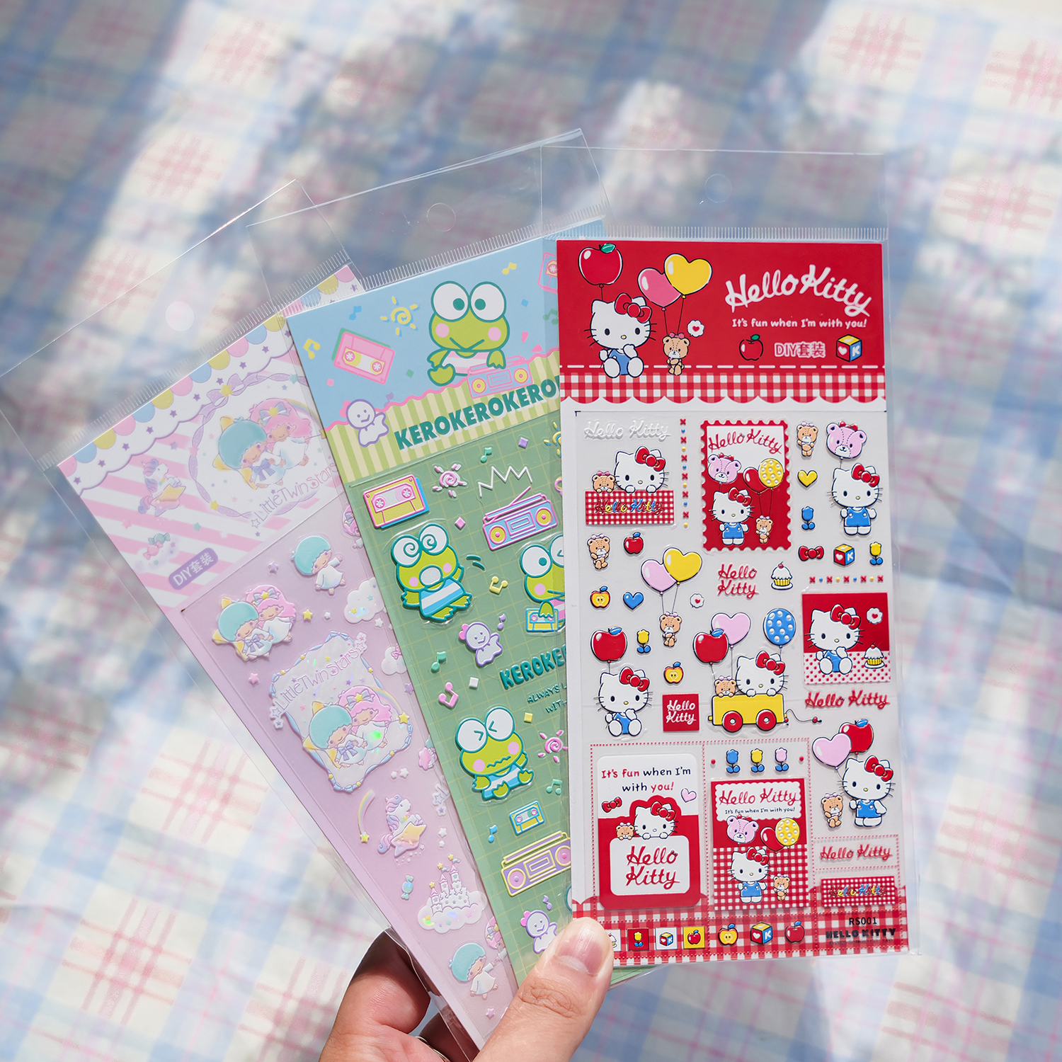 可爱卡通贴纸儿童创意文具手机壳装饰贴小青蛙凯蒂猫立体背胶贴纸