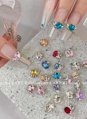 美甲饰品高级轻奢款堆堆钻成品爱心堆钻多巴胺彩色钻爆闪美甲饰品