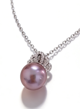 天然淡水珍珠吊坠S925银本命年送女友礼物小众设计11-12mm紫珠