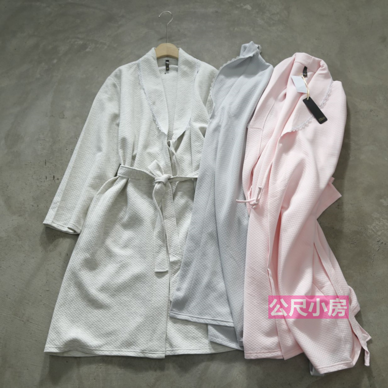 出口欧洲高品质女装秋冬家居服浴袍带蕾丝女士睡衣高端睡袍有大码