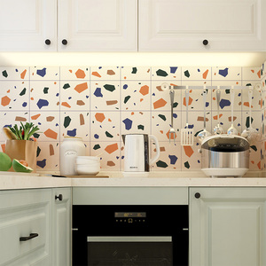厨房瓷砖贴纸卫生间防水防油自墙贴水磨石效果磨砂耐磨瓷砖翻新贴