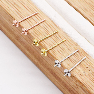 diy镶嵌珍珠18k金耳托