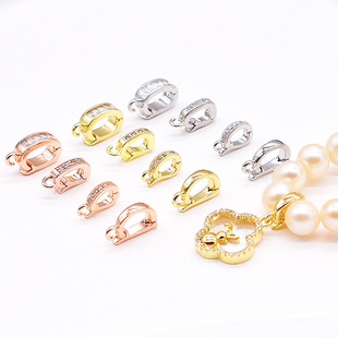 18K包金珍珠项链吊坠万能扣手工diy手链挂件吊饰可拆卸双开连接扣