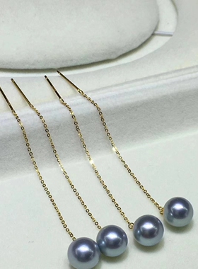 925镀银耳线diy珍珠玉石半孔珠子用 耳环配饰空托闪O链耳针半成品