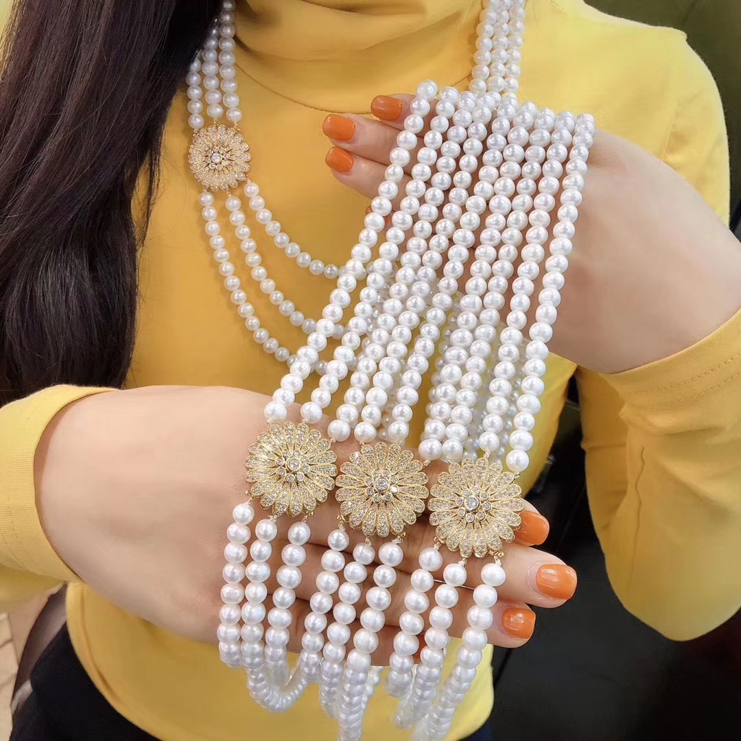 925珍珠手链项链搭扣双排三排