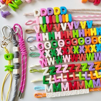 彩色26字母大孔亚克力串珠
