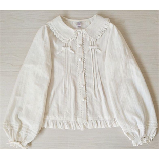 lolita原创内搭娃娃领百搭长袖衬衫加绒加厚保暖