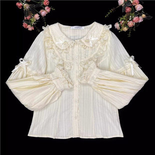 秋冬lolita内搭娃娃领长袖棉衬衫洛丽塔