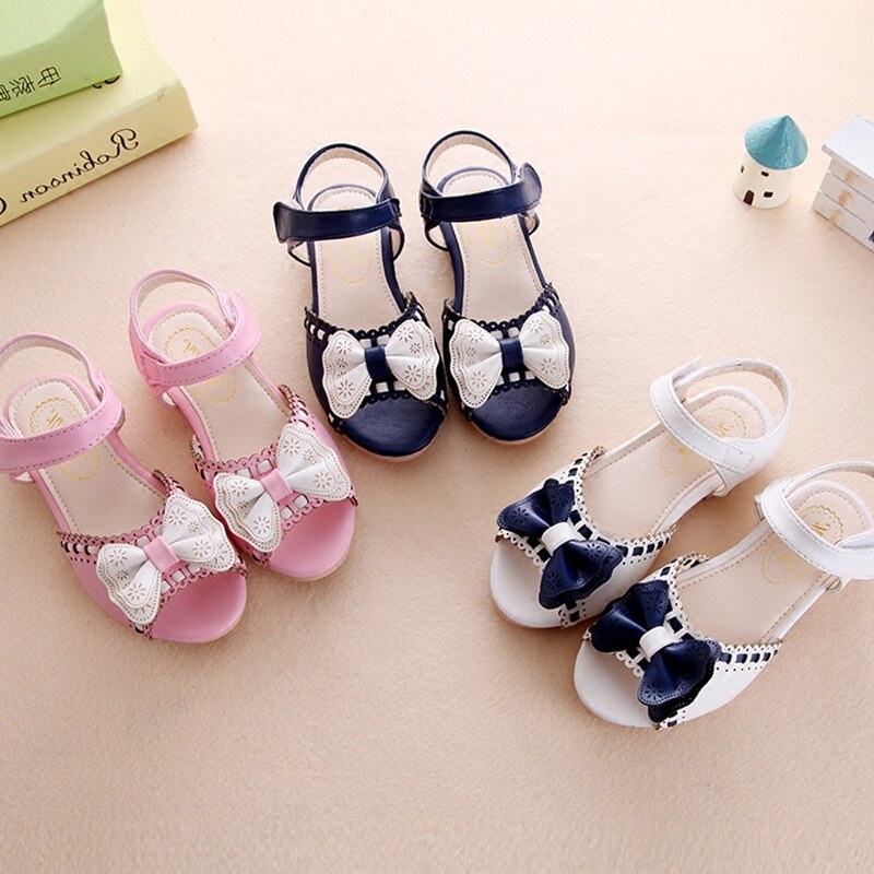 Sandales enfants en Cuir spatial Tête de poisson brodé pour été - semelle caoutchouc Wear - Ref 1053419 Image 1