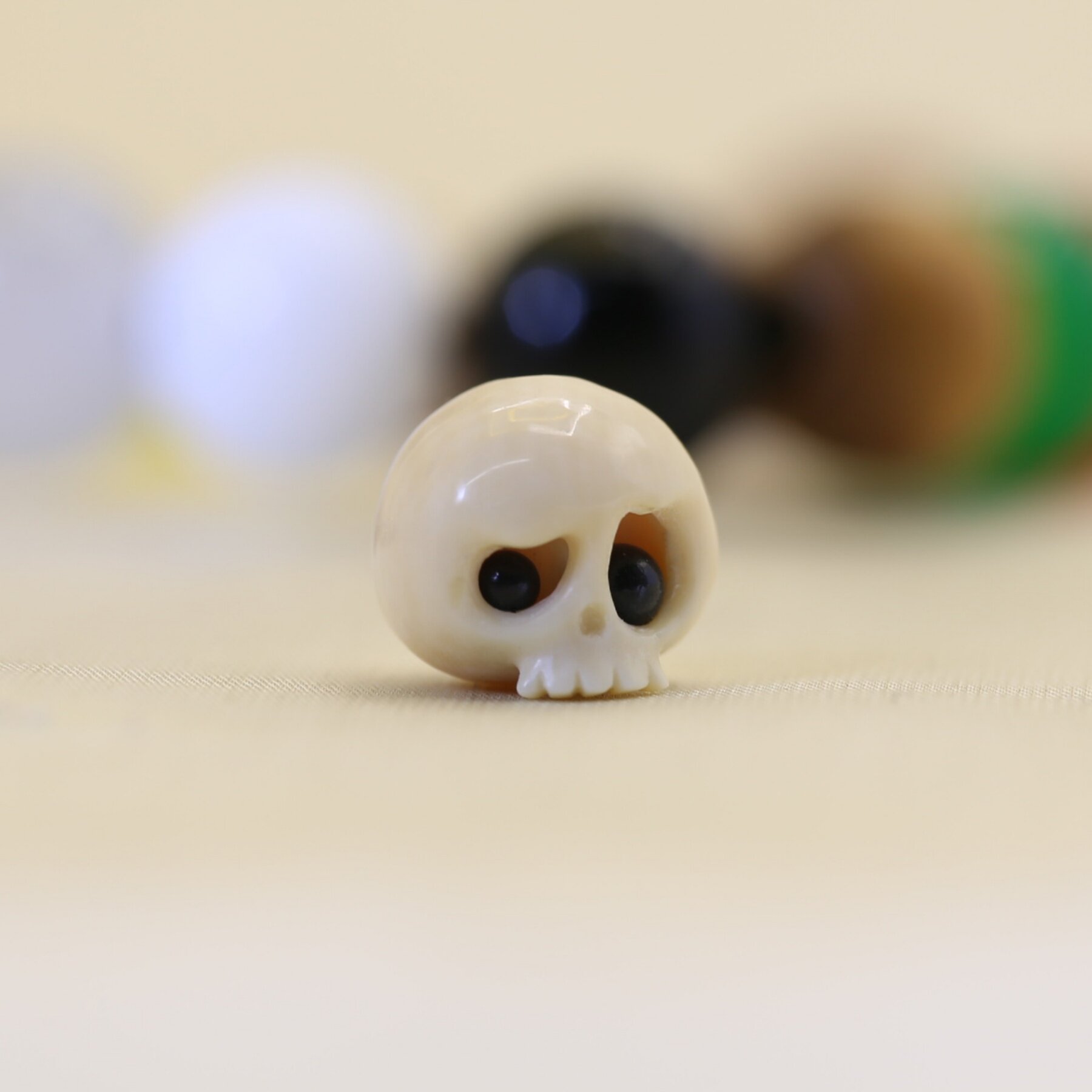 猛犸三通象牙雕刻三通阿呆骷髅纯手工文玩配饰配珠tycoco拉布布潮